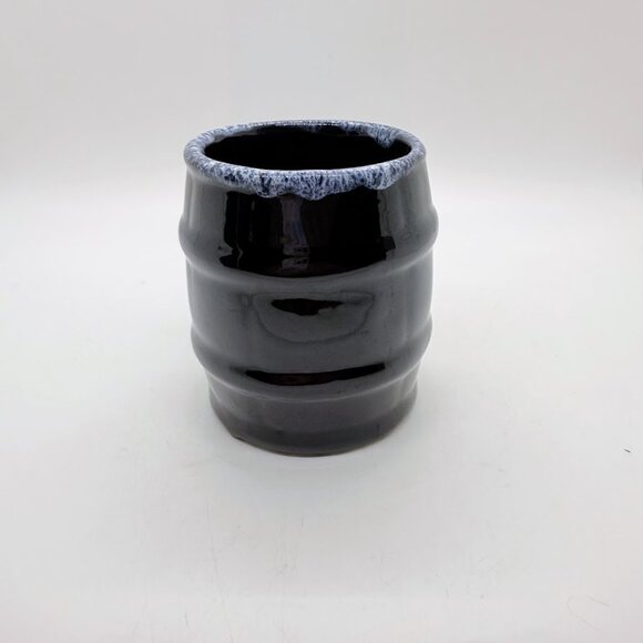 Vintage Van Briggle Pottery Cobalt Blue Drip Black Glaze Barrel Mug Coffee Cup - Picture 4 of 14